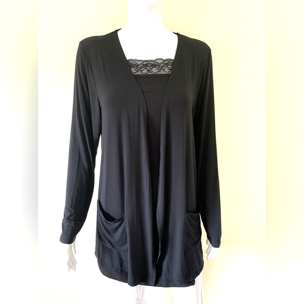 Silk & Cashmere brand long super soft & light modal cardigan two pockets Size XL